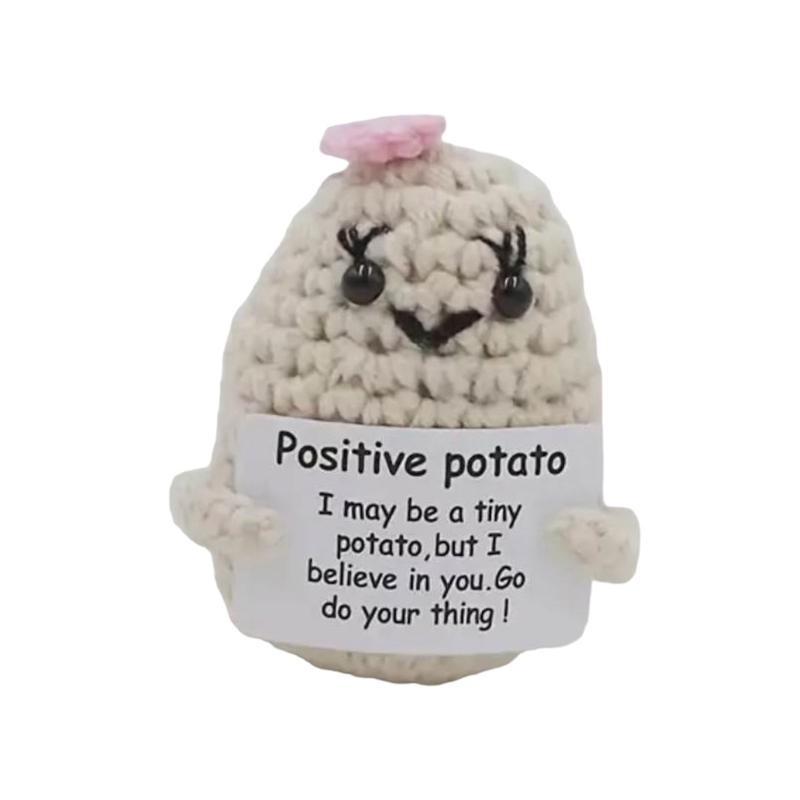 Crochet Positive Potato uplifting positive energy and vibes, positive pepper, lemon, parrot, penguin, pumpkin, Mermaid, Cat, Cow PLUS More choices. Great gifts to carry anywhere