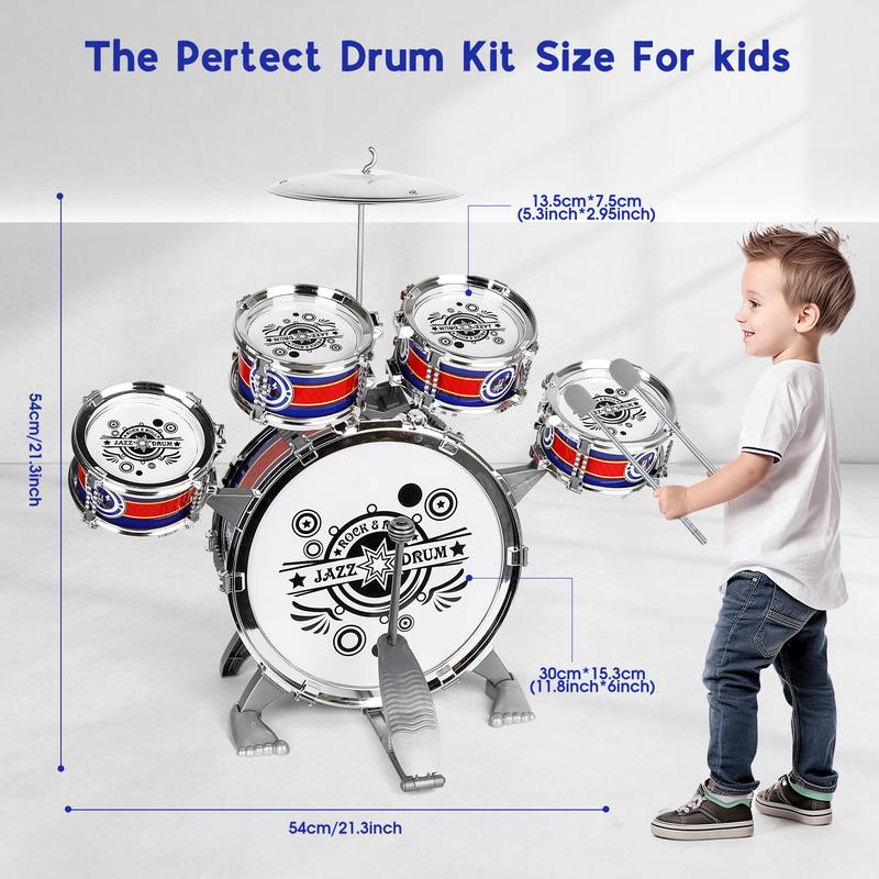 M SANMERSEN Upgraded Kids Drum Set for Toddlers 1-3, Star Light up Drum Set for Kids 3-5, Musical Jazz Drum Toys for Boys Girls 2-5 4-6 5-7 (All Plastic)