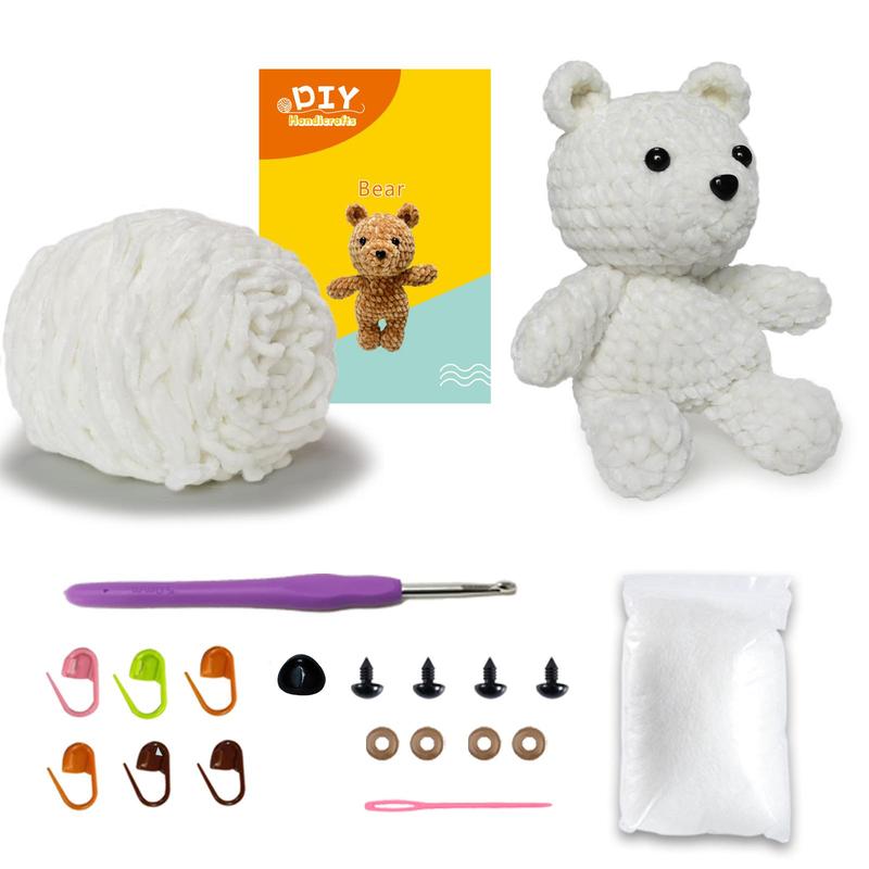 Cute Bear Design Crochet Kit, 1 Set Crochet Starter Kit, Crochet Starter Kit for Beginners, DIY Knitting Supplies