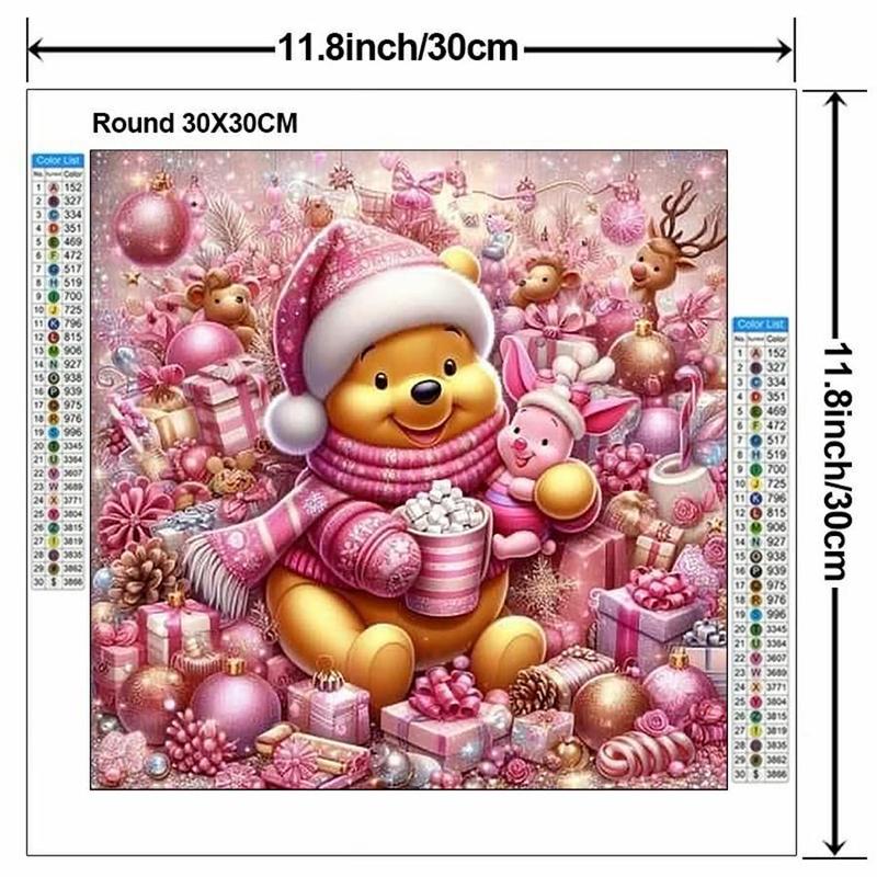 Cartoon Winnie The Pooh Pattern DIY Diamond Arts Colorful Painting Kit without Frame, 1 Count DIY 5D Diamond Arts Colorful Painting, Christmas Gift