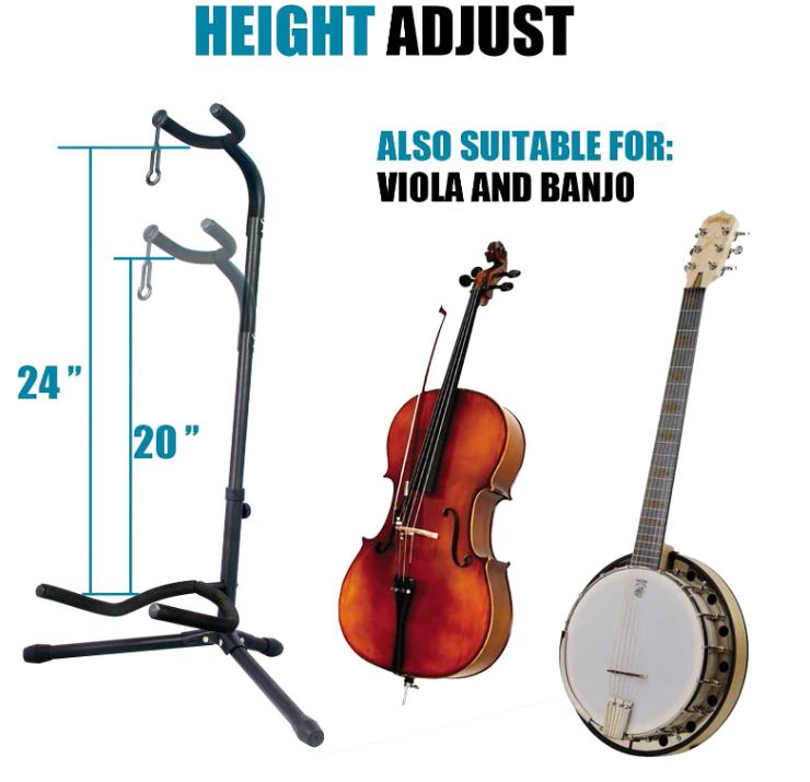 Guitar Stand - Adjustable for Electric, Acoustic Guitars and Bass, Guitar Accessories