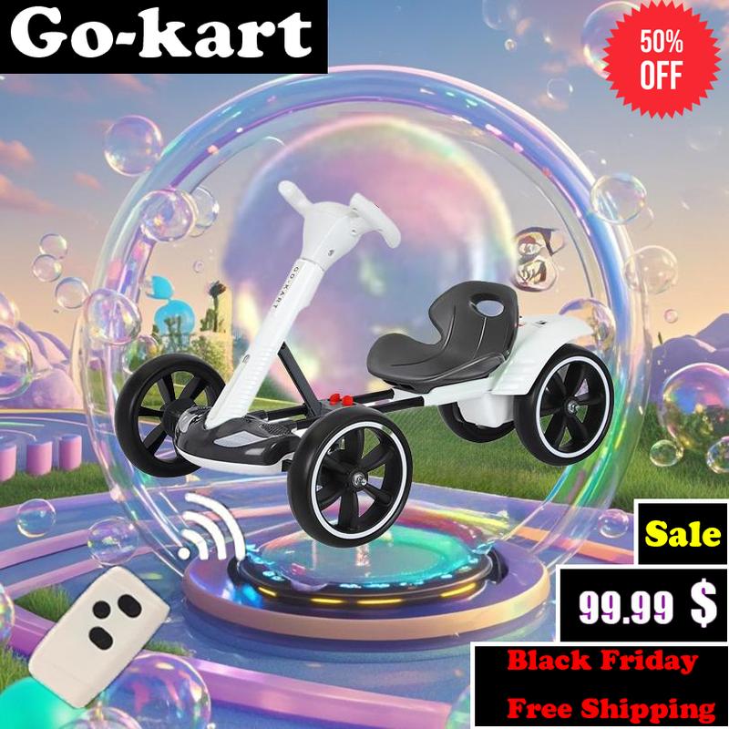 White Pedal Go Kart for Adults – Adjustable Ride On Toy for 8-13 – Foldable Electric Go Kart, Go Cart for Adults Outdoor Pedal Car