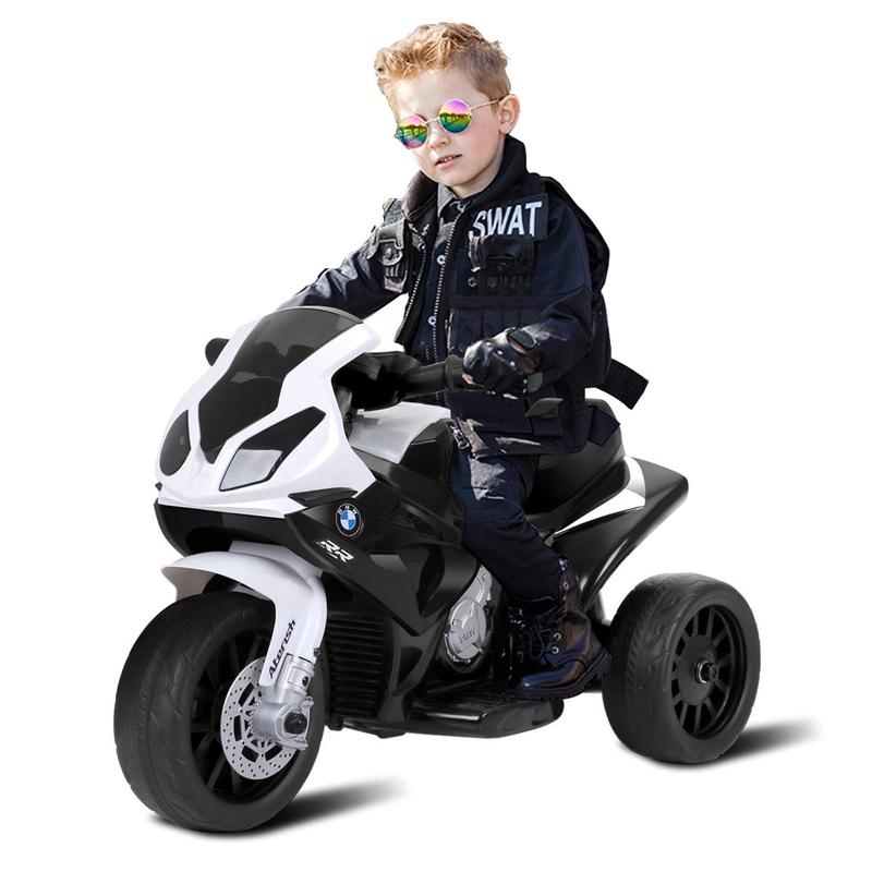 [LiveOnly] Costzon 6V Battery Powered 3 Wheels Motorcycle Toy, Ride on Motorcycle w Headlights &Music, Pedal