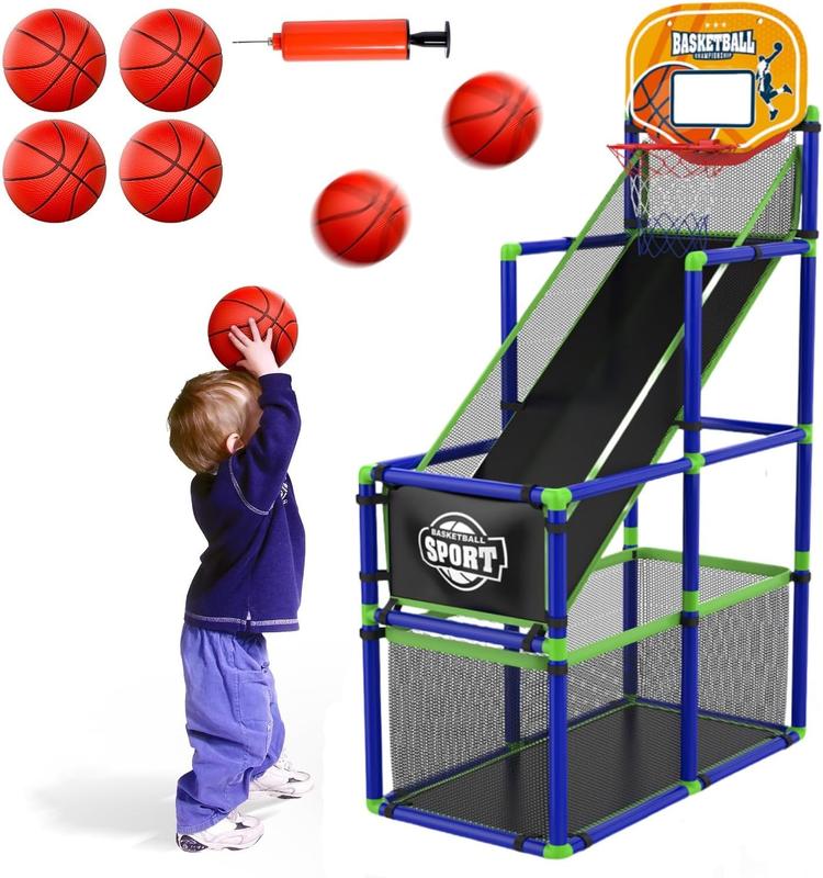 Toddler Arcade Basketball Hoop Game Indoor, Ajustable Height Indoor Basketball Hoop with Storage Design for Kids,Perfect Sports & Outdoor Play Toys for Kids Age 3-4 5-4 4-8