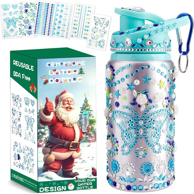 Christmas Stocking Stuffers for Girls, Decorate Your Own Water Bottle Kits for Girls, Christmas Gift for Girls, Fun DIY Arts and Crafts Toy Kit, Girl Christmas Birthday Gift Ideas(Green)