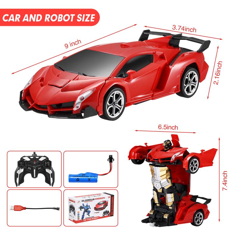 Transform Remote Control Car Robot Toy, 2.4Ghz 1:18 Scale Remote Control Car Transforming Vehicle Robot One-Button Deformation 360° Rotation rc car