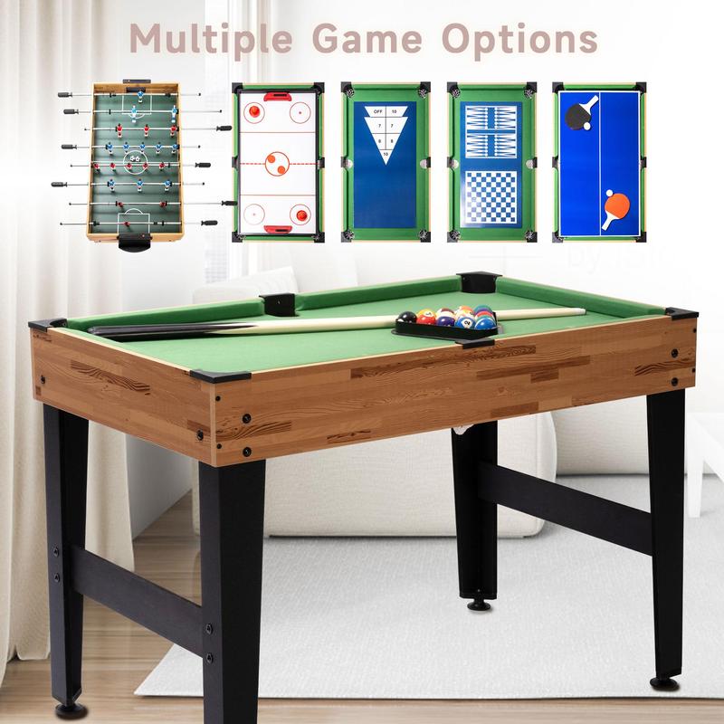 SUPTERON 13-in-1 Combo Game Table Set for Home with Football, Air Hockey, Billiards, Ping Pong, Shuffleboard, Chess, Checkers, Bowling, Backgammon, Horseshoe Cast Puzzle, Dominoes, Ring toss, Cards