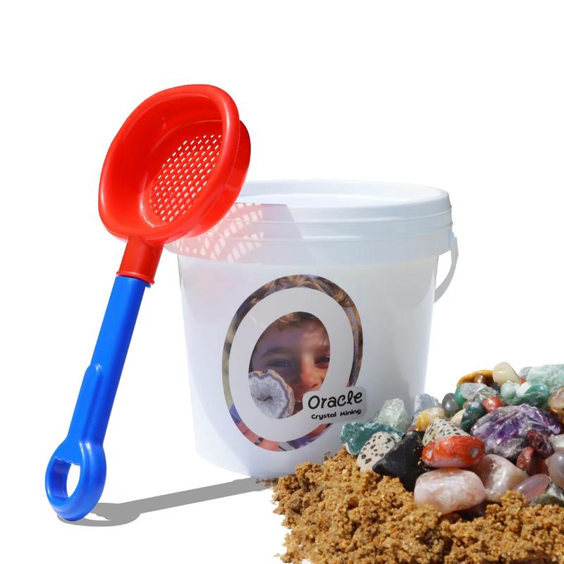 Mix Rock & Sand Exploration Bucket - Includes Raw Stones, Tumbled Stones, Play Sand - Ideal Gift Idea