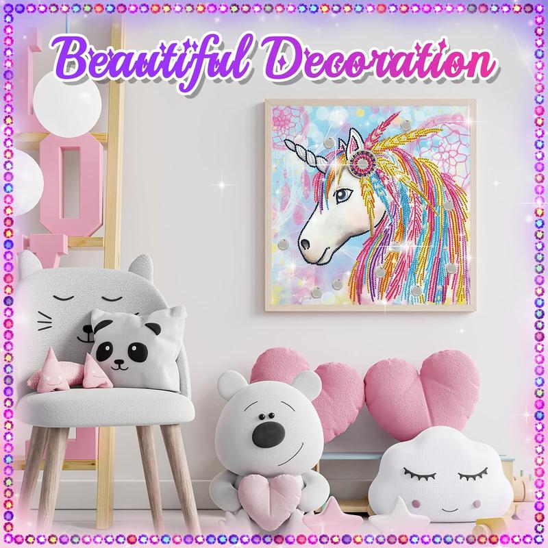 5D Series-Owl Unicorn Cat Horse Diamond Painting Kits,Set of 2 pieces for 6-10 Year Old kids,Best Chritmas Birthday Gift,Home Wall Decor Gift Kits