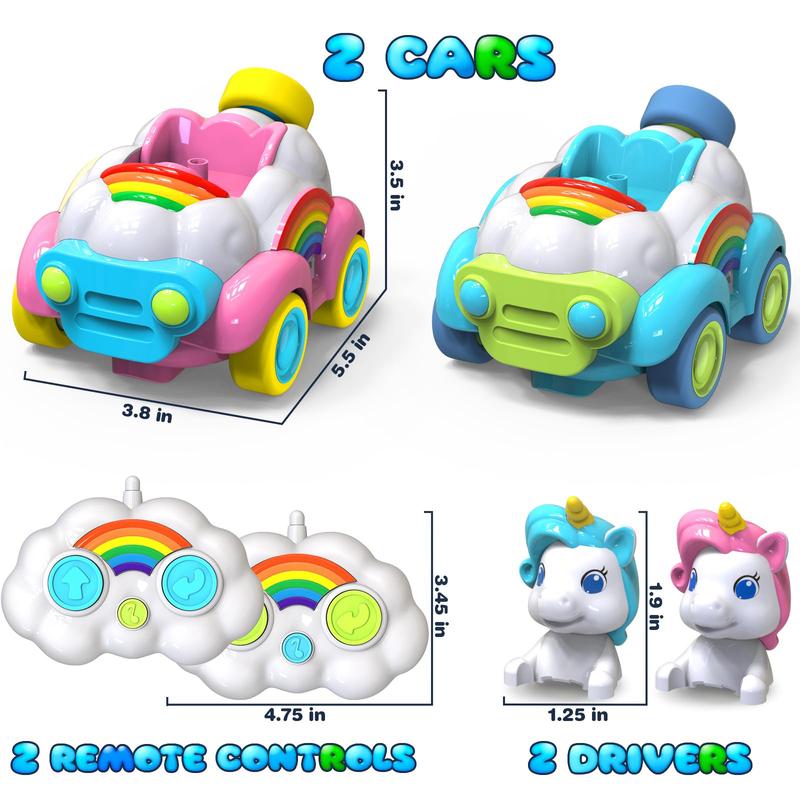 2 PACK Unicorn RC Cars - LED Light Show, Music, and Interactive Sounds for Little Kids