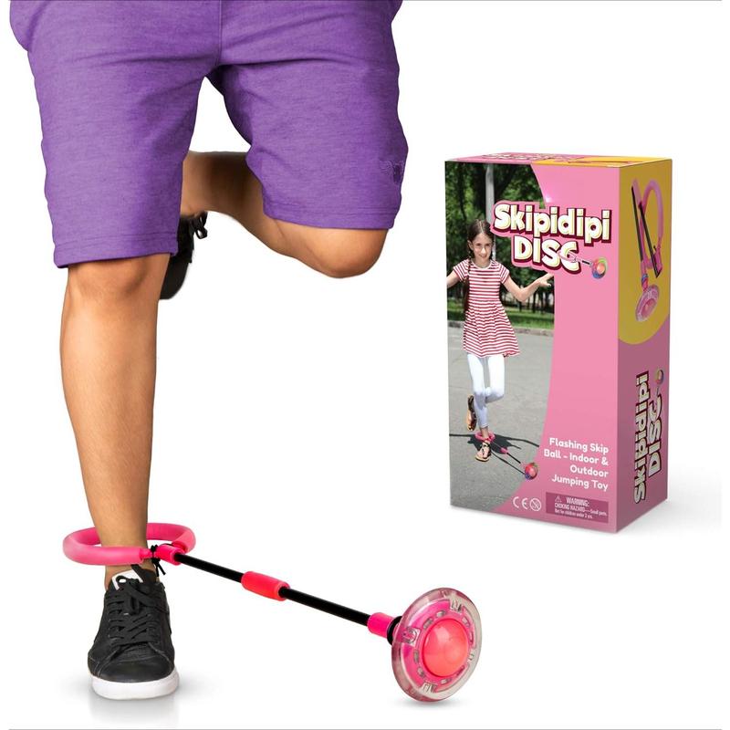 TOYS Skip It Ankle Toy - Pink Flashing Retro Skipit Toy Hopper Ball, Ankle Jump Rope Skip Ball - Improve Coordination, Get Exercise The Fun Way - Best Retro Birthday Gift for Kids Ages 5-12