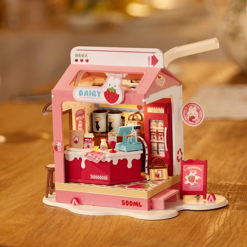 Rolife Food Box Shop DIY Miniature House Kit,DIY Mini House Building Miniature Kit Milkbox, Miniverse Lifestyle Bookshelf Decoration, Gifts Hobbies