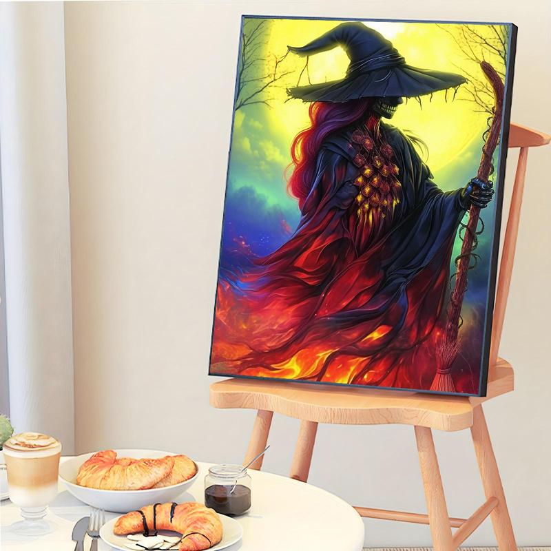 Witch Pattern Painting by Numbers Kit, 1 Set DIY Paint by Numbers Kit without Frame, DIY Wall Art Painting for Home Bedroom Living Room Decor