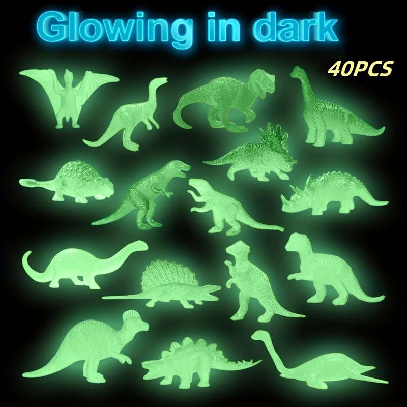 Random Color Luminous Mini Dinosaur Model, 40pcs Glow in The Dark Dinosaur Toy, DIY Toy for Party Gift, Classroom Prize, Specialty DIY Supplies