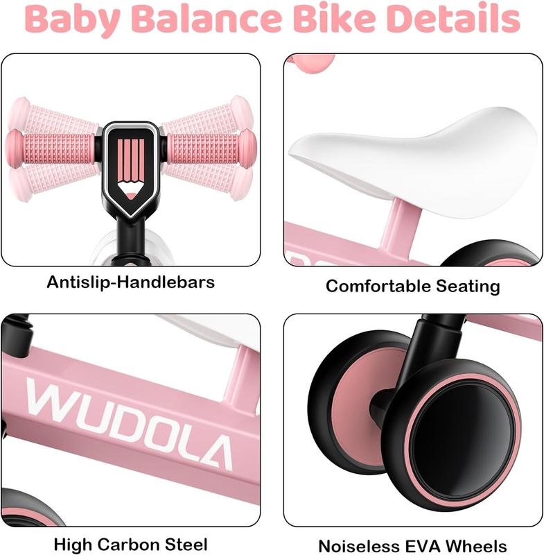 Baby Balance Bike for 1 Year Old, Birthday Gifts for Boys and Girls, No Pedal 4 Silence Wheels & Soft Seat First Bike, Baby Sports,Christmas Gift