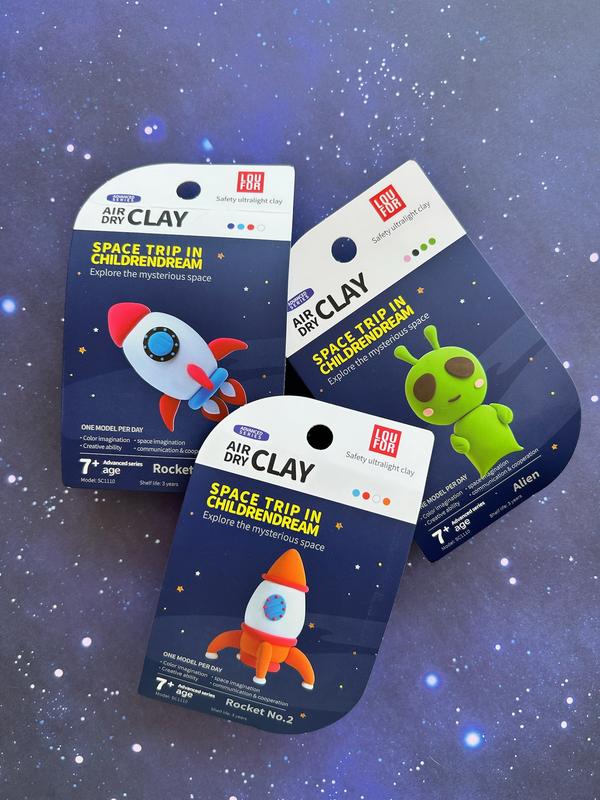 Air Dry Clay DIY 12 in 1 - Space Adventure - Soft + Ultra Light, Safe and Non-Toxic loufor  clay