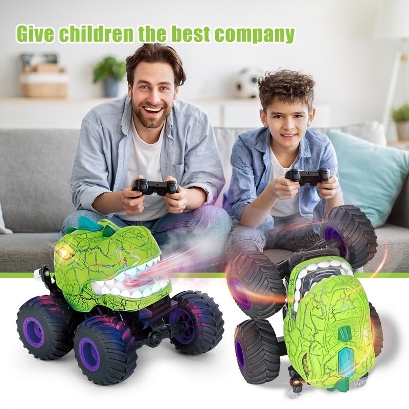 Dinosaur Remote Control Car, Light & Sound,360° Rotating RC Car Dinosaur Truck Toys with Spray,Remote Control Car,RC Truck,2.4GHz All Terrain RC Cars for Boys Age 4-7, Birthday Gifts for Kids 3-5 6 7 8-12 All Terrain Indoor Outdoor