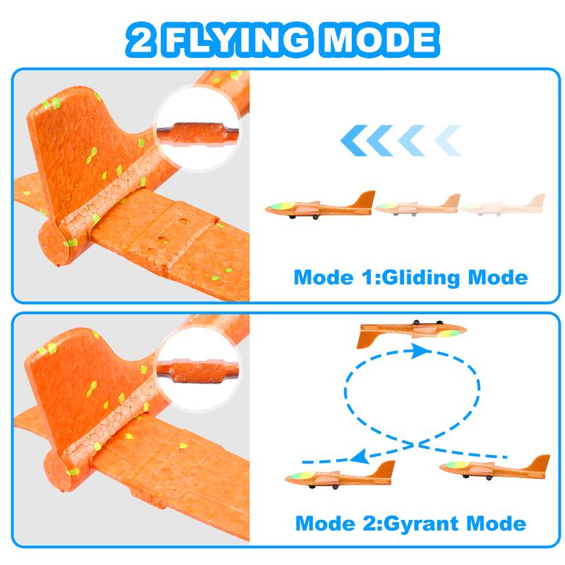 Fuwidvia 4 Pack Airplane Launcher Toys, 2 Flight Modes LED Foam Plane Toy, Outdoor Flying Toys Birthday Gifts for Boys Girl LED Foam Bubble Plane.