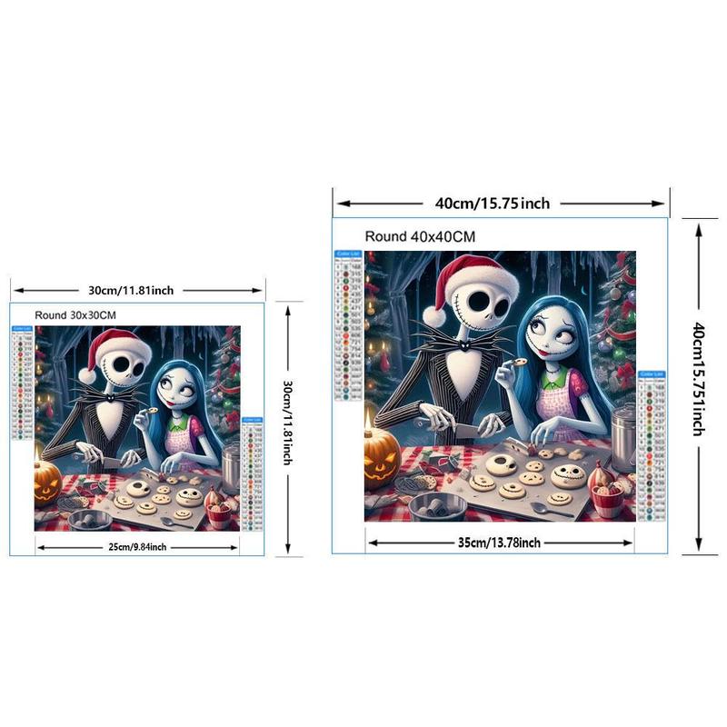 5D Cartoon Jack and Sally Pattern DIY Diamond Arts Colorful Painting Kit without Frame, DIY Decorative Art Picture for Beginner, Wall Art Decor for Home Living Room Bedroom