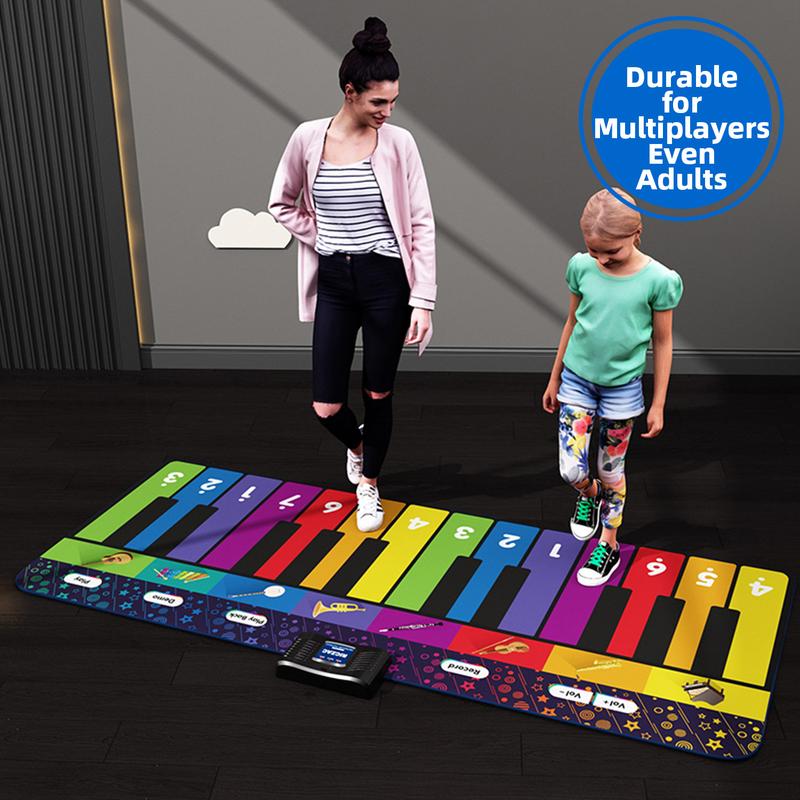 SUNLIN 6 ft. Giant Floor Piano Mat for Kids & Toddlers, Giant Piano Mat, 24 Keys, 10 Built in Songs, 8 Instrument Sounds, Record & Playback, Song Booklet, Musical Toy Gift for Boys & Girls Age 3 4 5 6 7 8 9