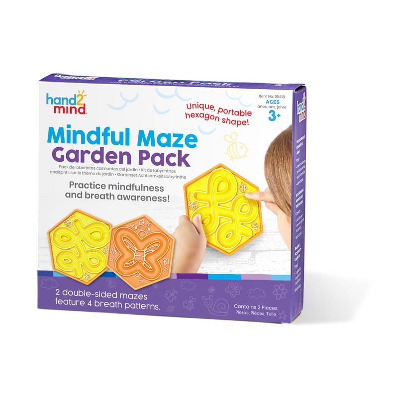 hand2mind Mindful Maze Garden Pack, Finger Labyrinth for Kids, Mindfulness for Kids, Sensory Play Therapy Toys, Calm Down Corner Supplies, Social Emotional Learning Activities (Set of 2)