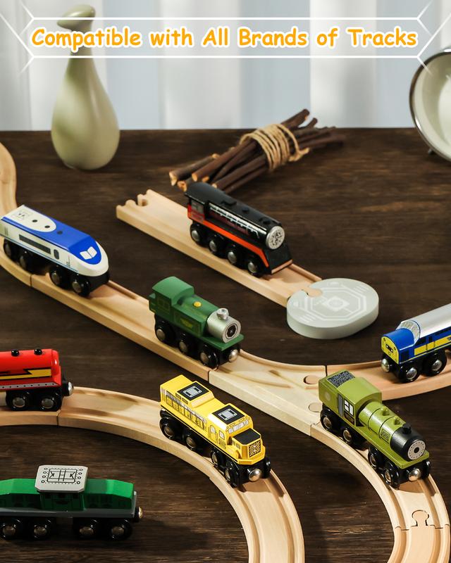 SainSmart Jr. Wooden Train Set Accessories, Magnetic Toy Car Set (10 PCS), Compatible with All Major Brands, Gift for Toddlers, Boys, and Girls Aged 3+