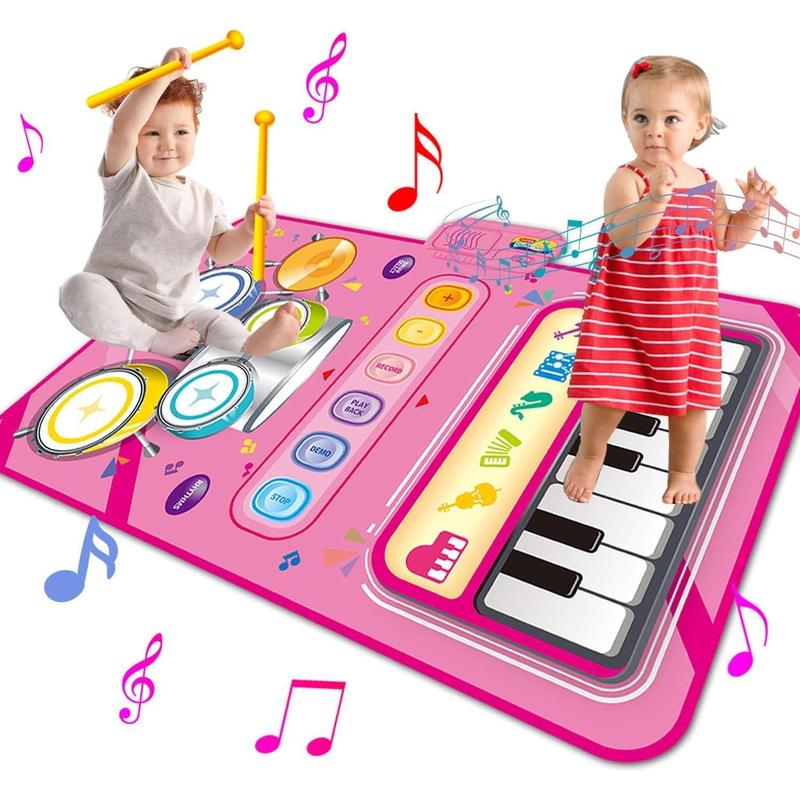 1 Year Old Girl Gifts, Piano Mat Kids Toys for 1 Year Old Girl, 2 in 1  Music Mat with Keyboard & Drum, Early Educational Musical Toys First Birthday Christmas Gifts