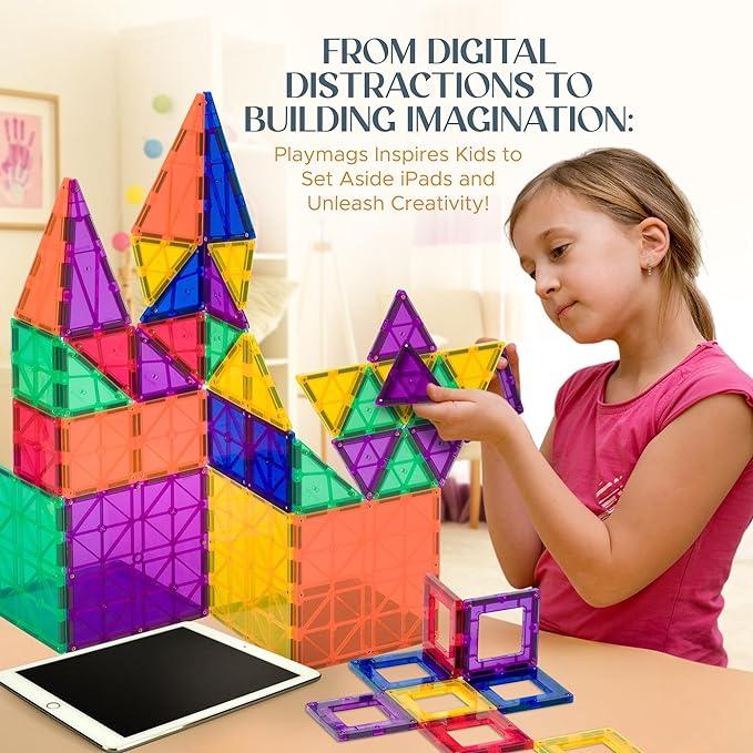 80 PCS Magnetic Tiles Building Blocks Toys for Kids - Educational Construction Blocks Magnet Toy