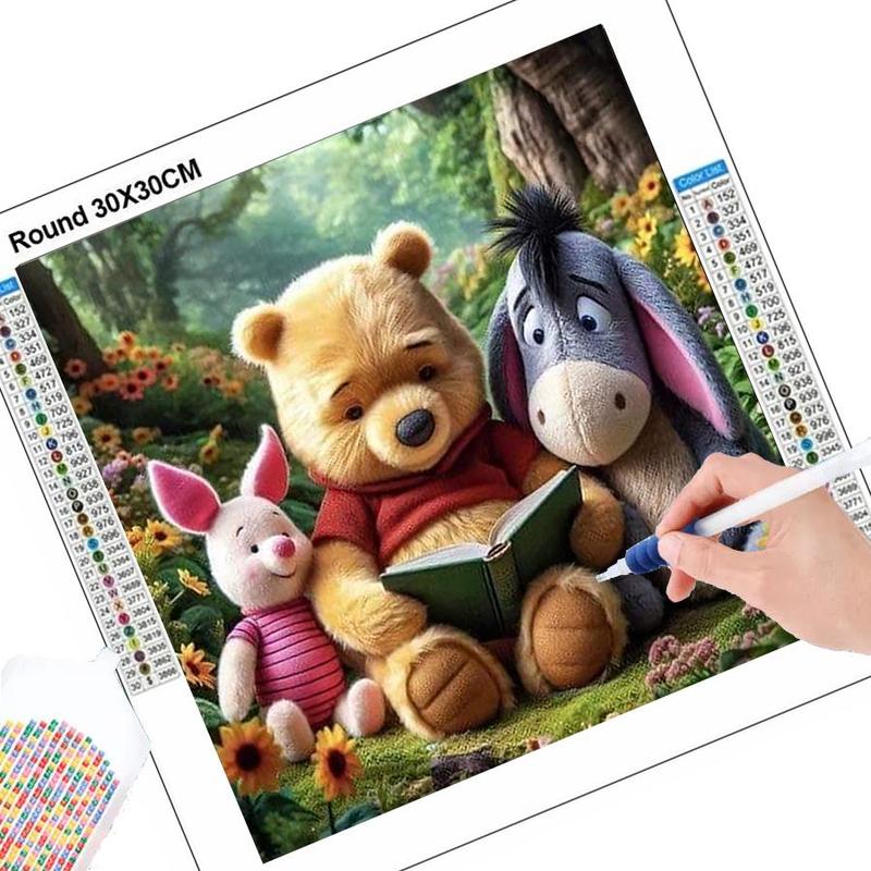 Disney Cartoon Winnie The Pooh Pattern DIY Diamond Art Colorful Painting Kit without Frame, 1 Set DIY 5D Diamond Colorful Painting for Home Bedroom Wall Decor