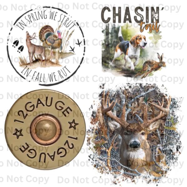 Hunting Themed of 4 pack DTF Prints for T-Shirts