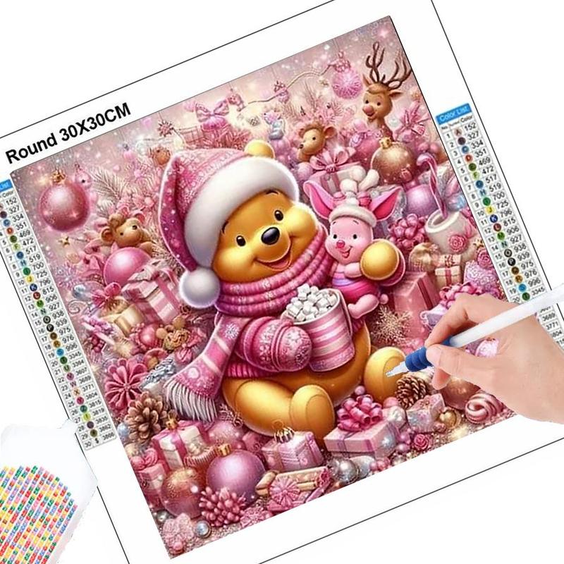 Cartoon Winnie The Pooh Pattern DIY Diamond Arts Colorful Painting Kit without Frame, 1 Count DIY 5D Diamond Arts Colorful Painting, Christmas Gift