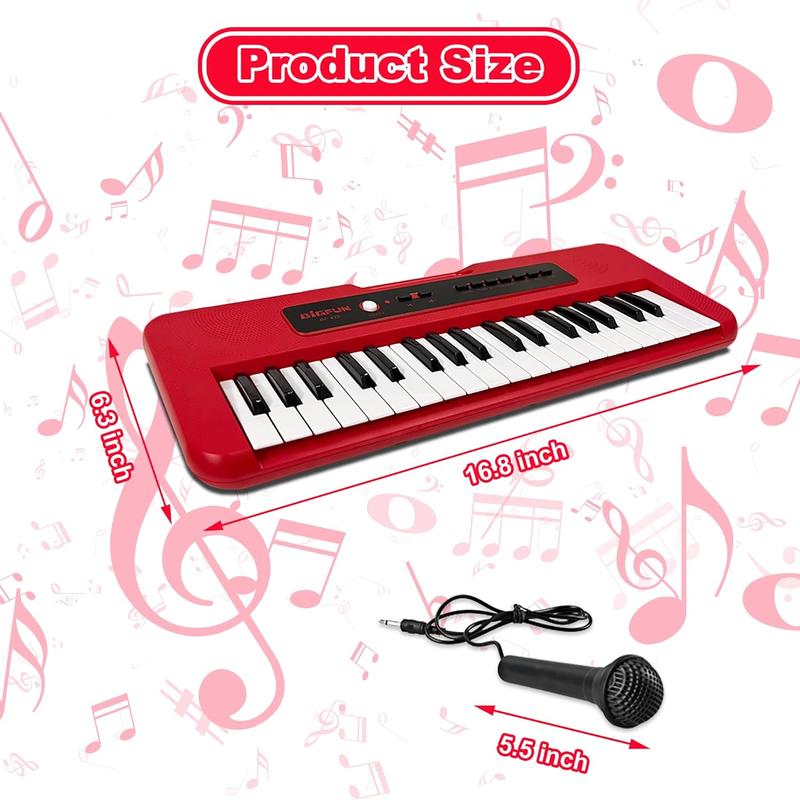 Piano Keyboard for , 37  Portable  Piano for  with Microphone - Music Keyboard Piano Toys for  6 7 8 9 Year Old Boys and Girls (Red)