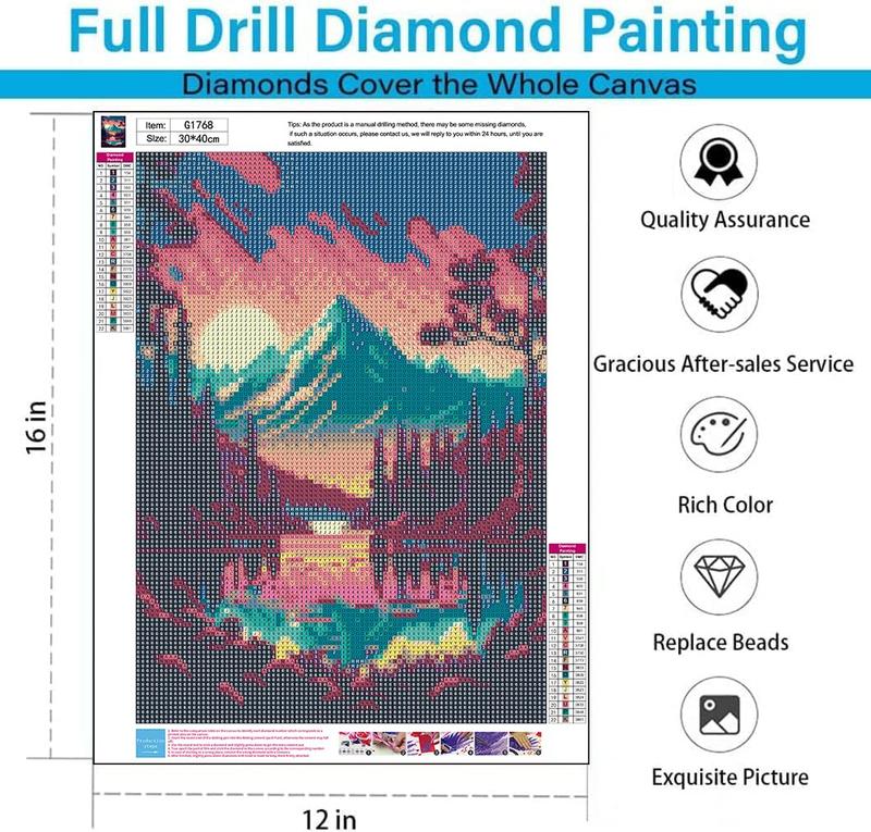 Diamond Painting Kits for Adults, 5D DIY Diamond Art Kits Full Drill Diamond Dots for Gift Wall Decor and Relaxation Gem Arts 12x16 inch