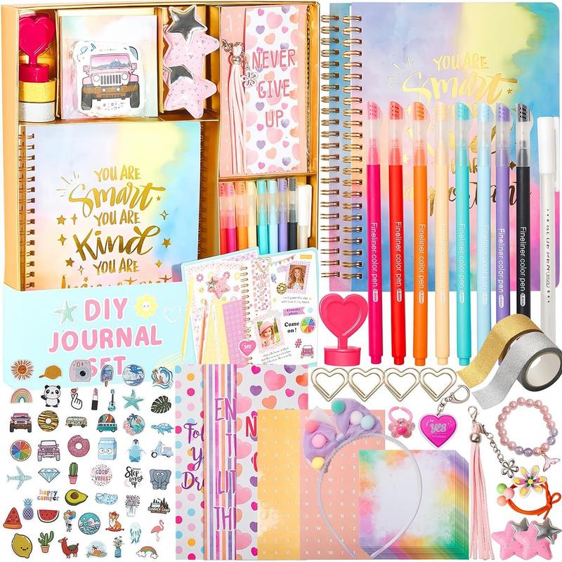 54 Girls Diary Set,Toys for Ages 8-13,DIY Stationery Set, Thin Stickers and Little Girls Daily Supplies Set, Gifts for Teen Girls Good Idea Choice