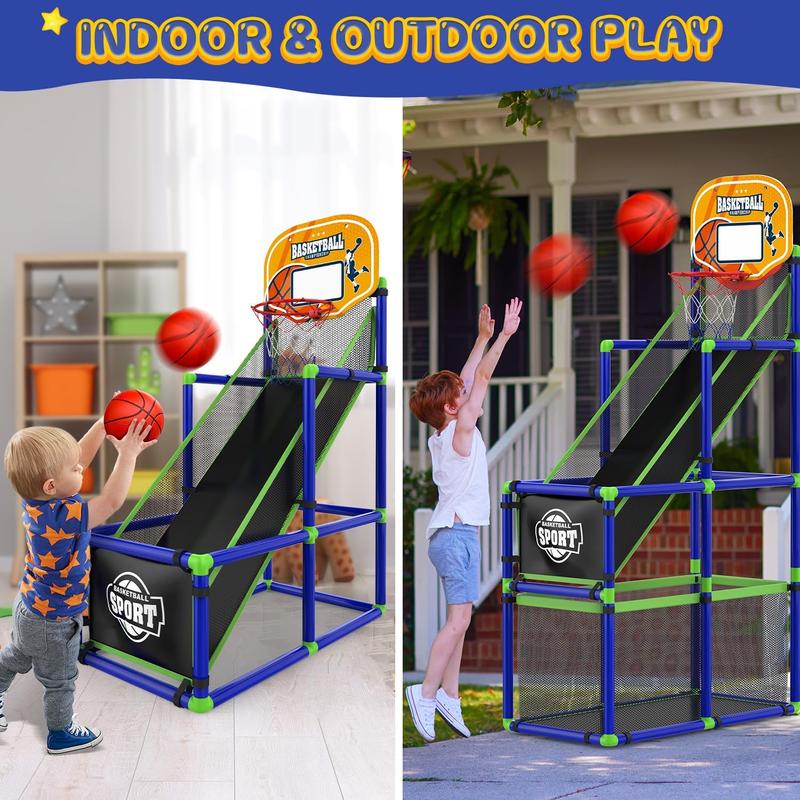 Toddler Arcade Basketball Hoop Game Indoor, Ajustable Height Indoor Basketball Hoop with Storage Design for Kids,Perfect Sports & Outdoor Play Toys for Kids Age 3-4 5-4 4-8