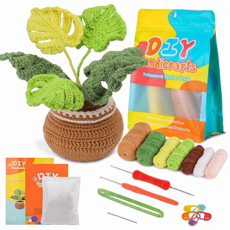 Crochet Kit for Beginners, 1 Set DIY Crochet Pot Plant Kits, DIY Knitting Supplies for Home Decoration