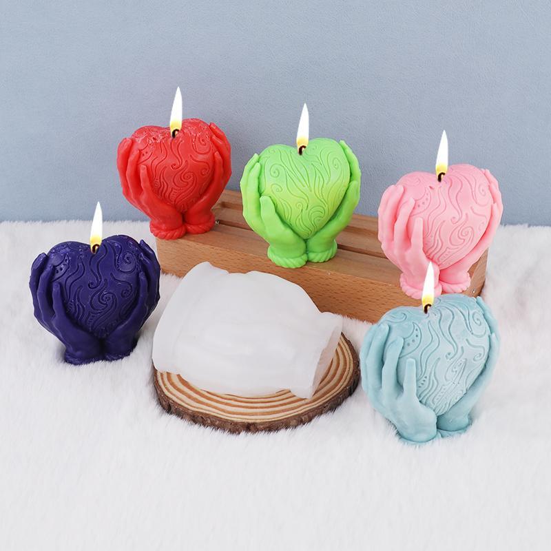 Holding Heart In Hands Shaped Candle Mold, Silicone Handmade Soap Mold, DIY Decorative Mold for Home Decoration