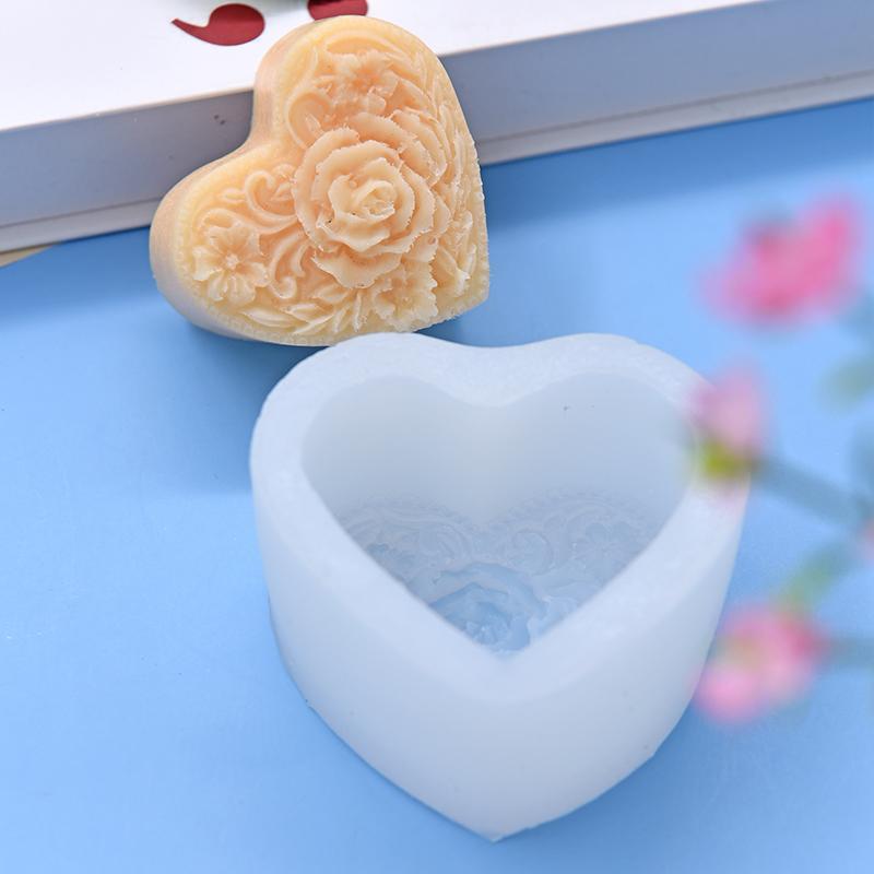 Heart Shaped Rose Design Silicone Mold, DIY Candle Soap Making Mold, DIY Candle Soap Making Tool