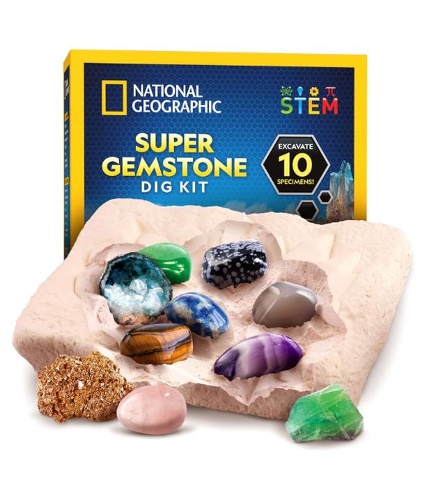 NATIONAL GEOGRAPHIC Gemstone Dig Kit – Dig Up 10 Gemstones and Crystals