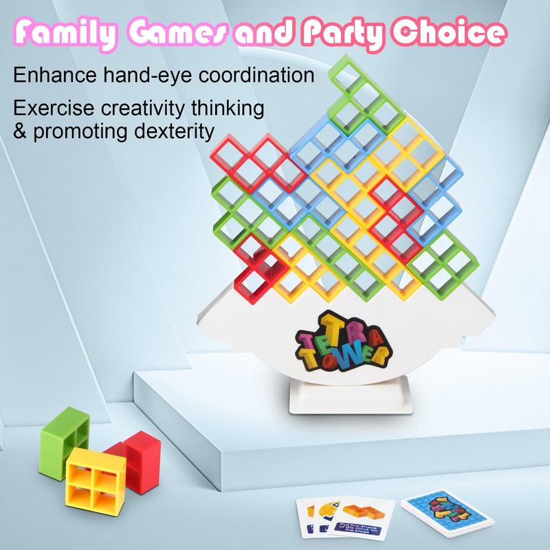 48pcs Tetra Tower Balance Stacking Attack Block Game, Tetris Swing Terra Tower, Family Board Games for Kids & Adults, Team Building Parties Travel Toy