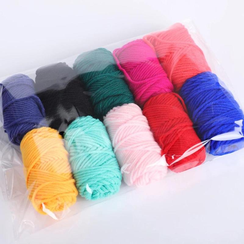 10 Colors Embroidery Yarn (10pcs set), DIY Embroidery Supplies for Beginner, Handmade Knitting Yarn for Home Decoration