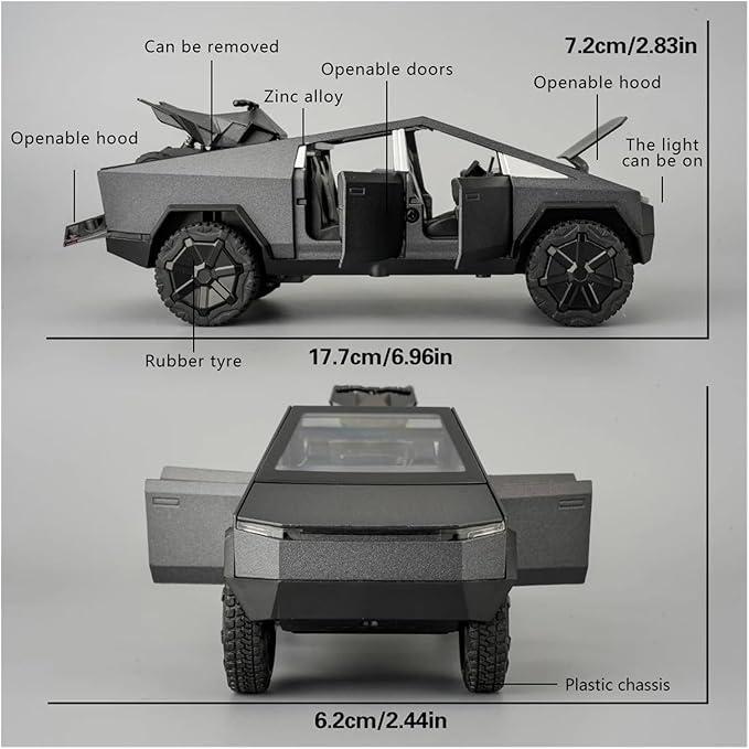 Electrifying 1:32 Tesla Cybertruck Alloy Model Toy with Music, Lights, and Pull-Back Mechanism for Enthusiastic Young Drivers! tesla cybertruck toy car