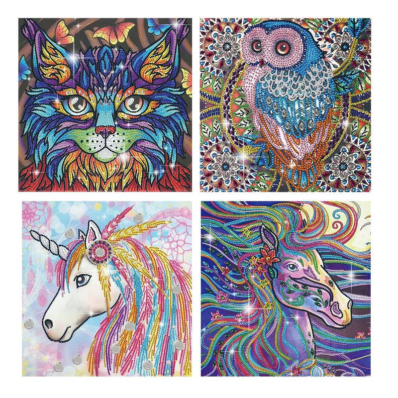 5D Series-Owl Unicorn Cat Horse Diamond Painting Kits,Set of 2 pieces for 6-10 Year Old kids,Best Chritmas Birthday Gift,Home Wall Decor Gift Kits