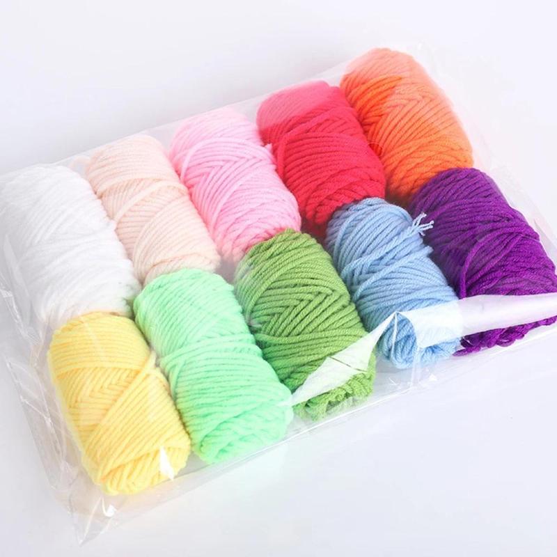 10 Colors Embroidery Yarn (10pcs set), DIY Embroidery Supplies for Beginner, Handmade Knitting Yarn for Home Decoration