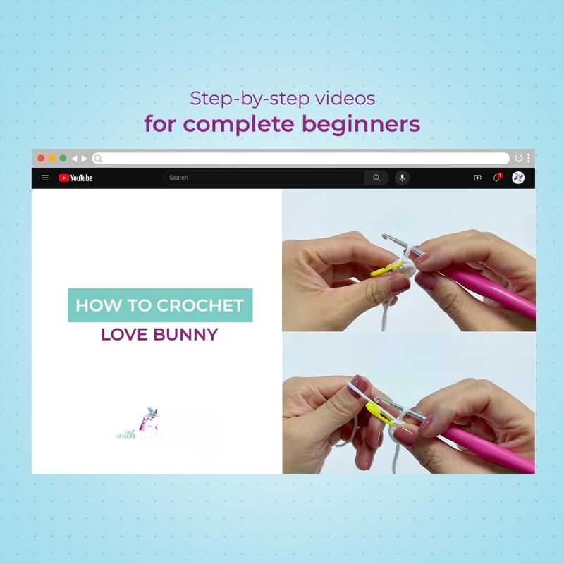 Beginner Crochet Kit for  and Adults  Amigurumi Kit Includes Hook,  & Yarn  Instructions & Step-by-Step Video Guide  Love Bunny Crochet Kit