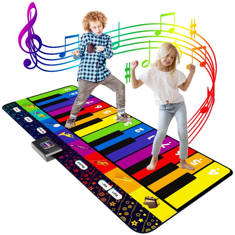 SUNLIN 6 ft. Giant Floor Piano Mat for Kids & Toddlers, Giant Piano Mat, 24 Keys, 10 Built in Songs, 8 Instrument Sounds, Record & Playback, Song Booklet, Musical Toy Gift for Boys & Girls Age 3 4 5 6 7 8 9