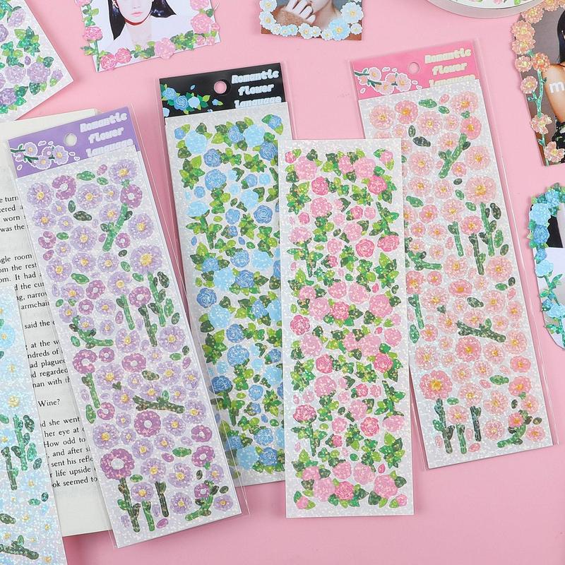 Kawaii bling bling floral deco sticker, rose sticker, scrapbook, toploader sticker