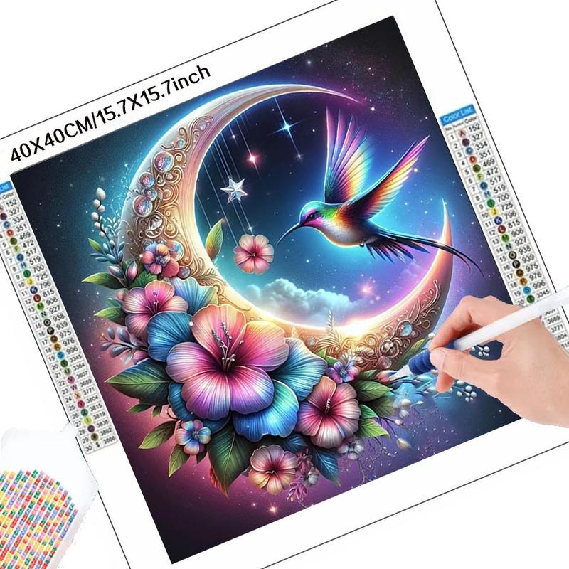 5D DIY Diamond Arts Colorful Painting Kit, Flower & Flying Bird Pattern Diamond Arts Crafts without Frame, Handmade Diamond Art Pictures for Home Decor