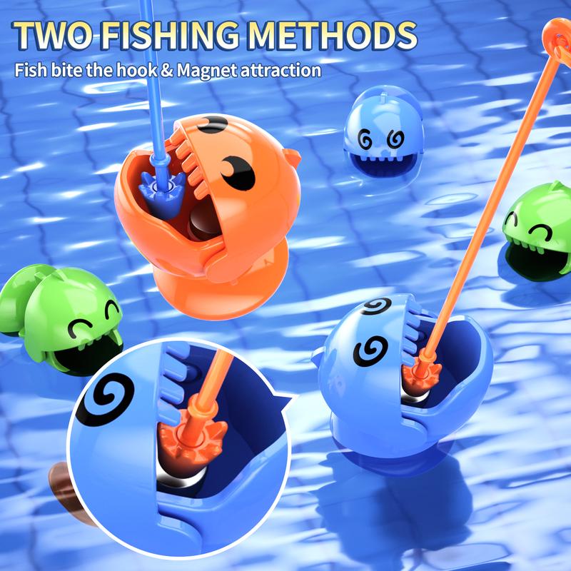 Fishing Games, 24 PCS Magnetic Fishing Game, Travel Party Rotating Board Toys with Sound, Christmas Birthday Gift