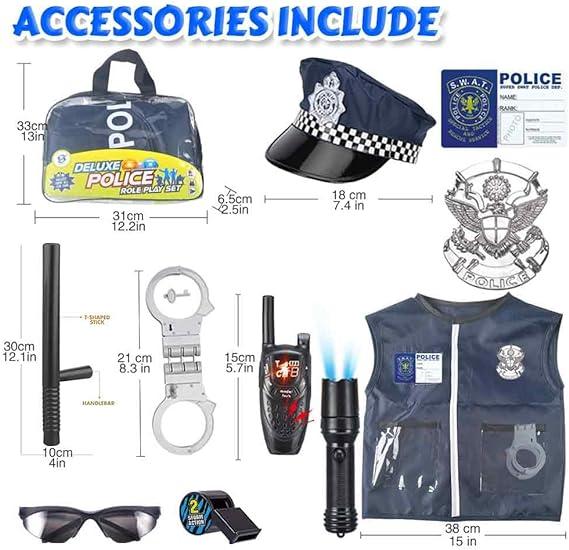 11PCS Police Toy Set,Police Baton, American Badge,Boy's Toy Handcuffs for Kids Cosplay, Scene play,Pretend Play,Halloween,Birthdays Gifts